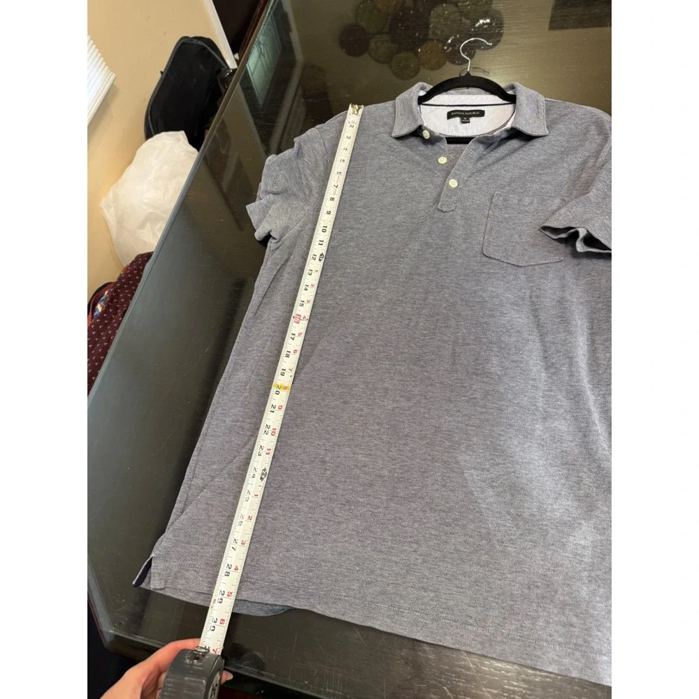 Banana Republic Mens Gray Short Sleeve Pique Polo Shirt Chest Pocket Size M